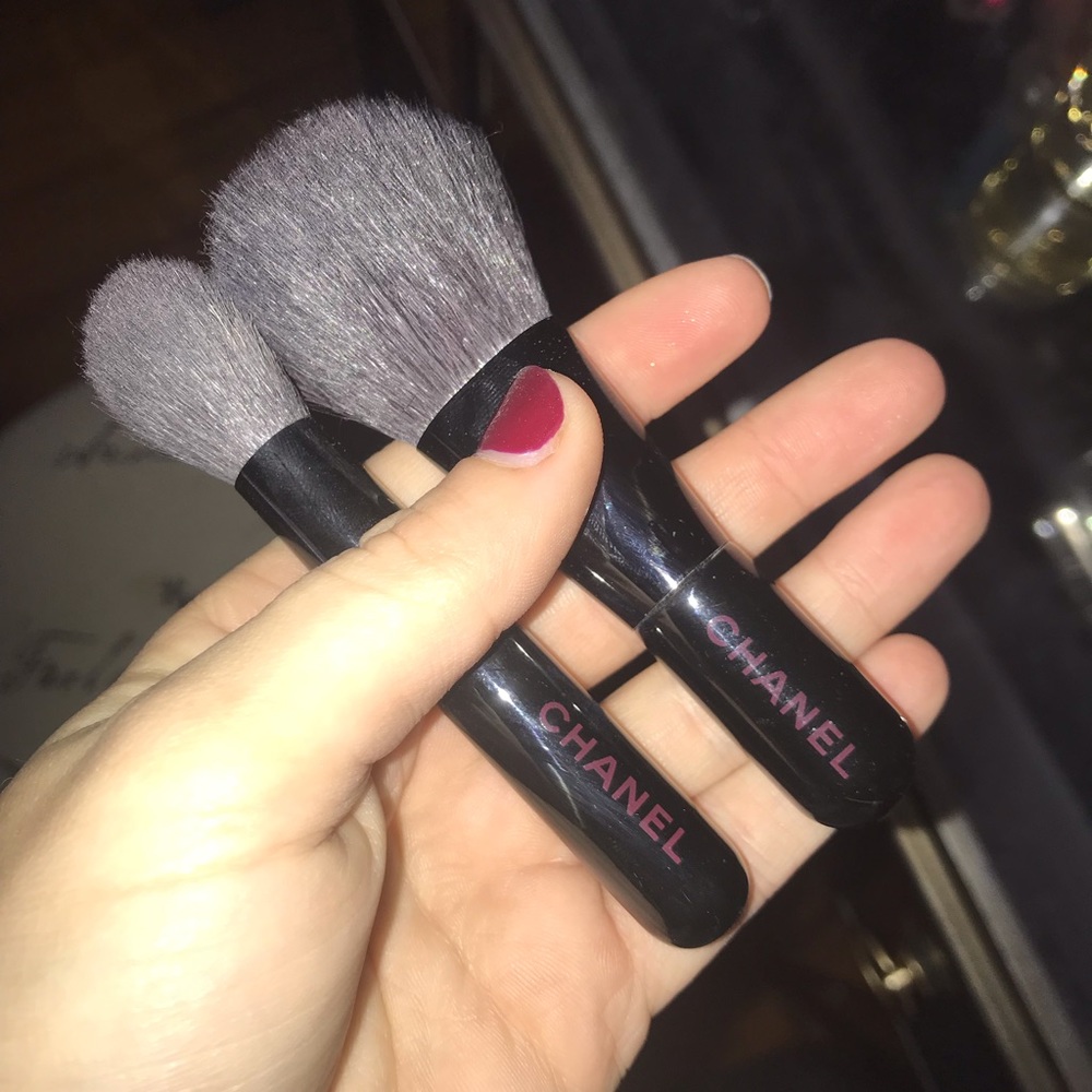 Chanel brush set, mirror, and case.